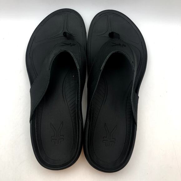 Kuru Mens KALA Flip Flop Sandals Size 12 Jet Black Leather NIB - Picture 6 of 9